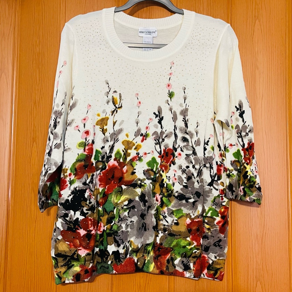 Rebecca Malone Cream Floral Sweatshirt